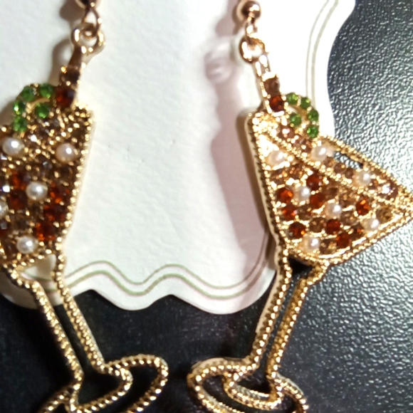 Cocktail Rhinestone Earrings - Picture 2 of 5